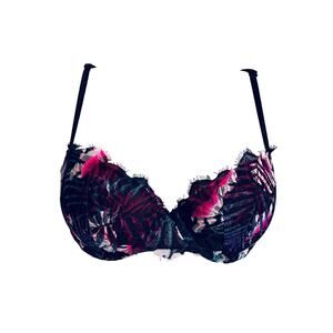 PINK Victoria's Secret Date Push Up Bra Floral Multi Color 34C Padded